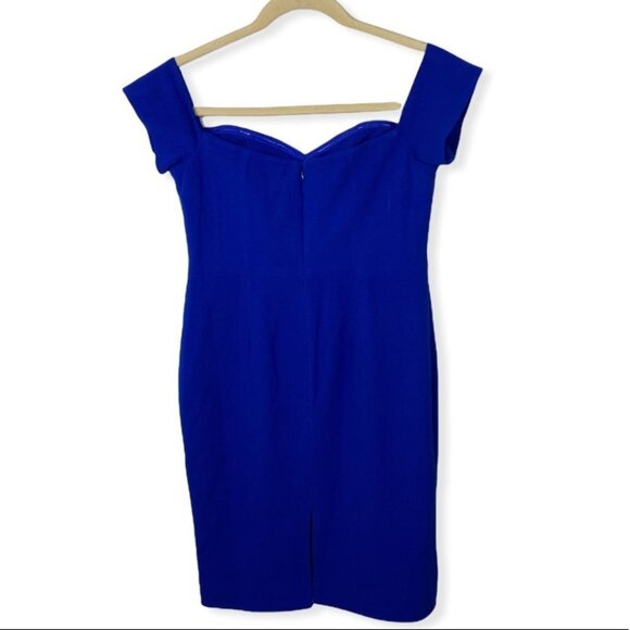 NEW Dress The Population Bailey Dress Electric Blue Size XXL Midi Off Sheath - Picture 6 of 12